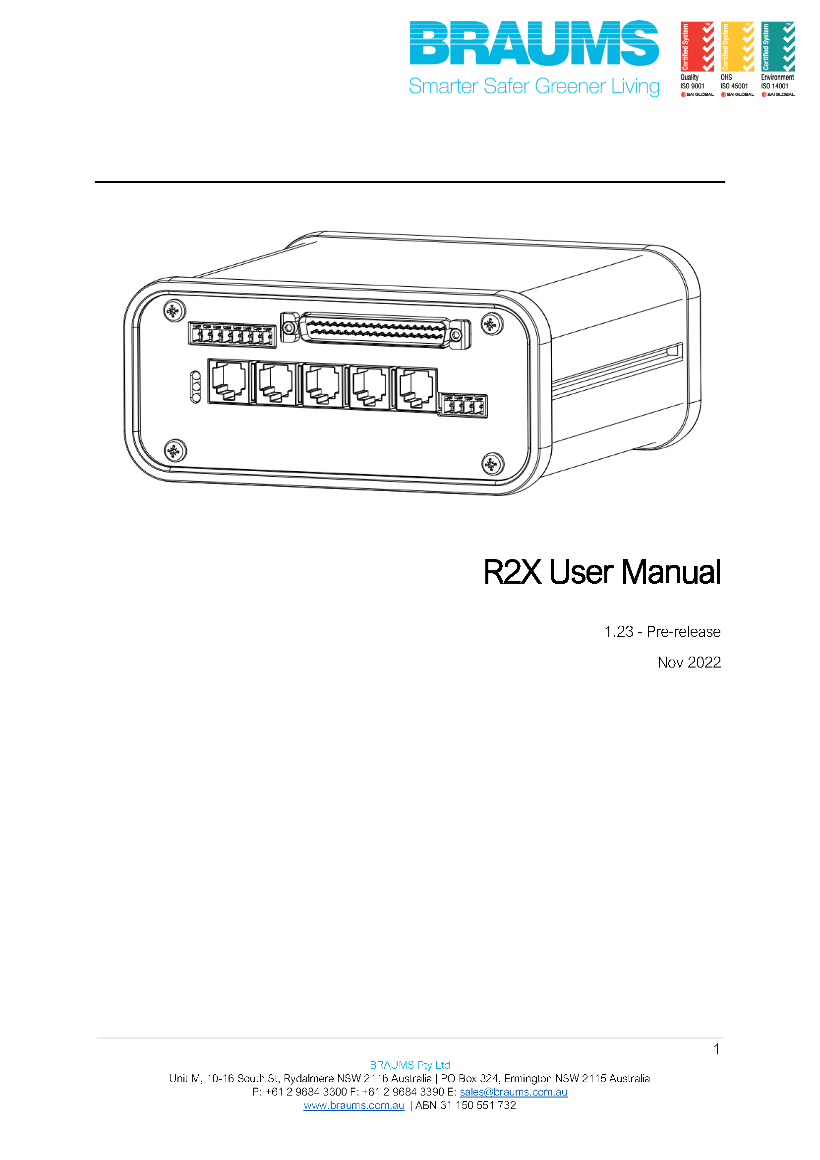 R2X User Manual Cover Page